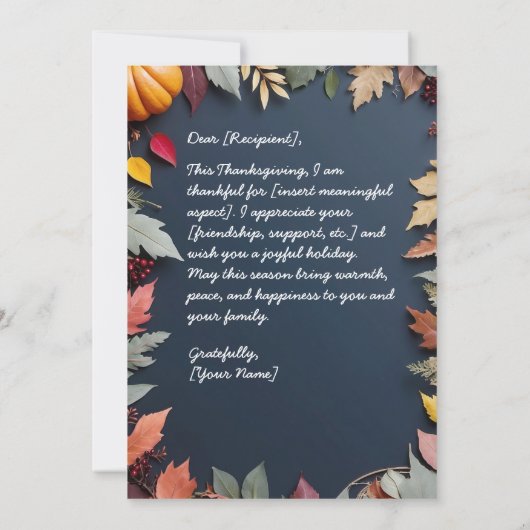 Elegante Thanksgiving Krans Uitnodiging Kaart (Achterkant)