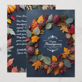 Elegante Thanksgiving Krans Uitnodiging Kaart