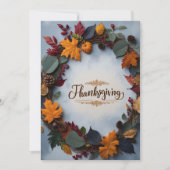 Elegante Thanksgiving Krans Uitnodiging Kaart (Voorkant)