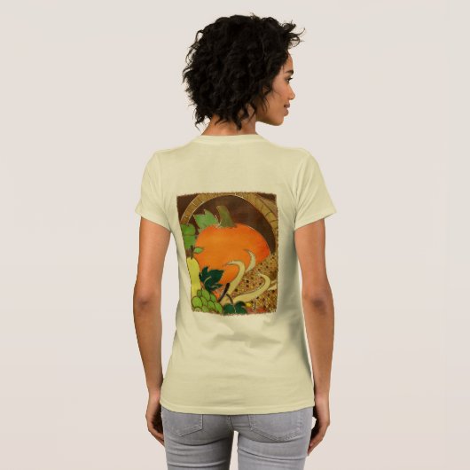 Elegante Thanksgiving Mixed Media Cornucopia ALL T-shirt (Achterkant volledig)
