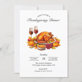 Elegante Thanksgiving Party Uitnodiging Kaart