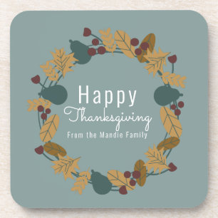 Elegante Thanksgiving Peer Krans Illustratie Bier Onderzetter