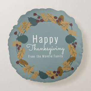 Elegante Thanksgiving Peerkrans Illustratie Rond Kussen