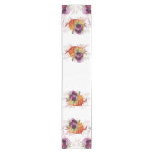 Elegante Thanksgiving Pompoen bordeaux bloemetjes Korte Tafelloper (Voorkant)