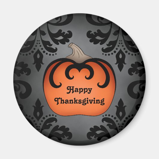 Elegante Thanksgiving pompoen op damast Magneet (Voorkant)