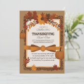 Elegante Thanksgiving-uitnodiging met herfstblader Kaart (Staand voorkant)
