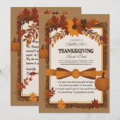 Elegante Thanksgiving-uitnodiging met herfstblader Kaart (Voorkant / Achterkant)