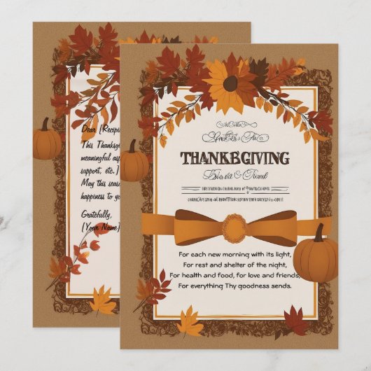 Elegante Thanksgiving-uitnodiging met herfstblader Kaart (Voorkant / Achterkant)