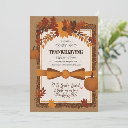 Elegante Thanksgiving Uitnodiging Sjabloon (Staand voorkant)