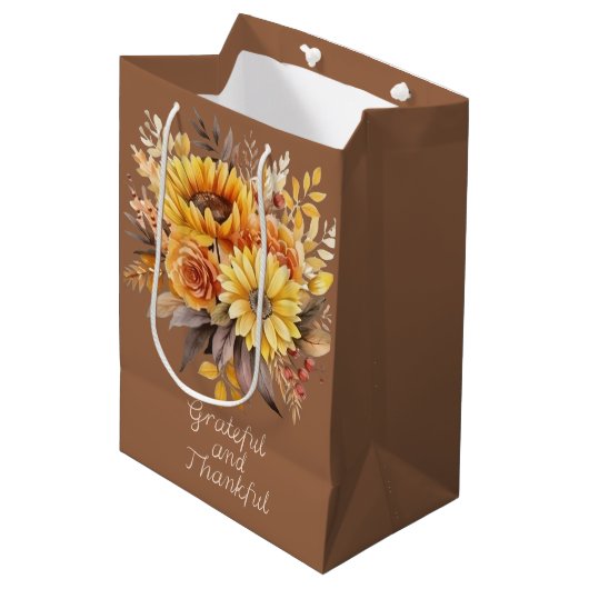 Elegante Thanksgiving vermakelijk Medium Cadeauzakje (Voorkant Gekanteld)