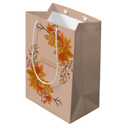 Elegante Thanksgiving vermakelijk Medium Cadeauzakje (Achterkant Gekanteld)