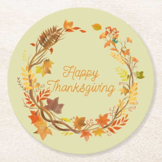 Elegante Thanksgiving vermakelijk Ronde Kartonnen Onderzetter (Voorkant)