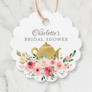 Elegante theebruidssluiting favor gift tag bedankjes labels