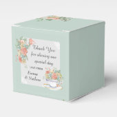 Elegante theekop bloemstuk aangepaste bedankbrief bedankdoosjes (Voorkant Zijde)
