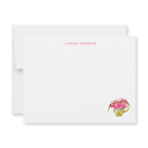 Elegante theekop met roze rozen plat Bedankt