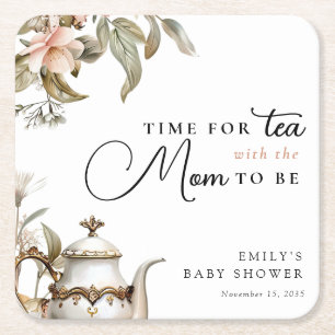 Elegante Theepartij Baby Shower Kartonnen Onderzetters