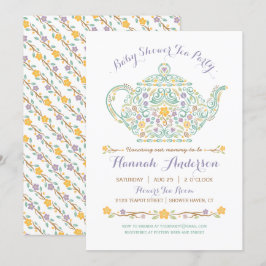 Elegante Theepartij Baby Shower - Theepot Kaart