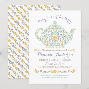 Elegante Theepartij Baby Shower - Theepot Kaart
