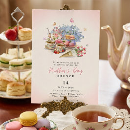Elegante theepartij bloemrijke Moederdag brunch Kaart