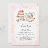 Elegante theepartij bruidsborrel – Roze bloemen Kaart (Voorkant)