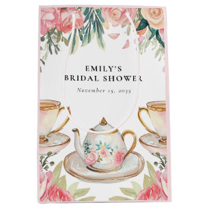 Elegante Theepartij Bruidsbruiloft Medium Cadeauzakje