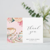 Elegante Theepartij Bruidsmeisjes Bruiloft Bedankkaart (Staand voorkant)