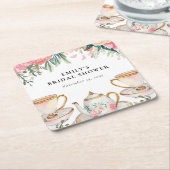 Elegante Theepartij Bruidsmeisjes Bruiloft Kartonnen Onderzetters (Schuin)
