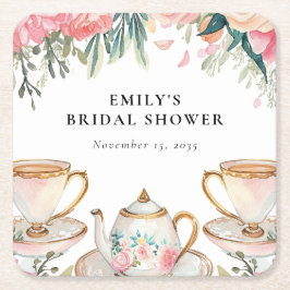 Elegante Theepartij Bruidsmeisjes Bruiloft Kartonnen Onderzetters