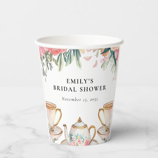 Elegante Theepartij Bruidsmeisjes Bruiloft Papieren Bekers (Achterkant)