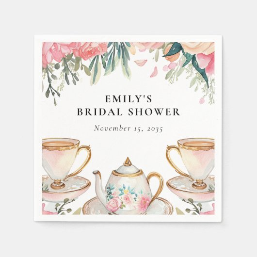 Elegante Theepartij Bruidsmeisjes Bruiloft Servet (Voorkant)
