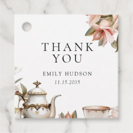 Elegante theepartij bruidsuitnodiging bedankjes labels
