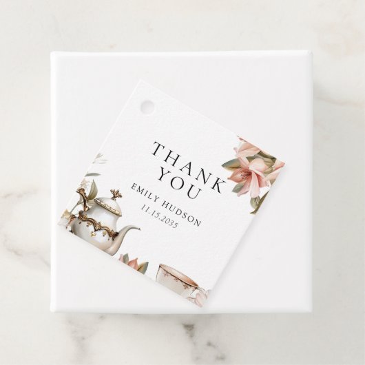 Elegante theepartij bruidsuitnodiging bedankjes labels (In situ)