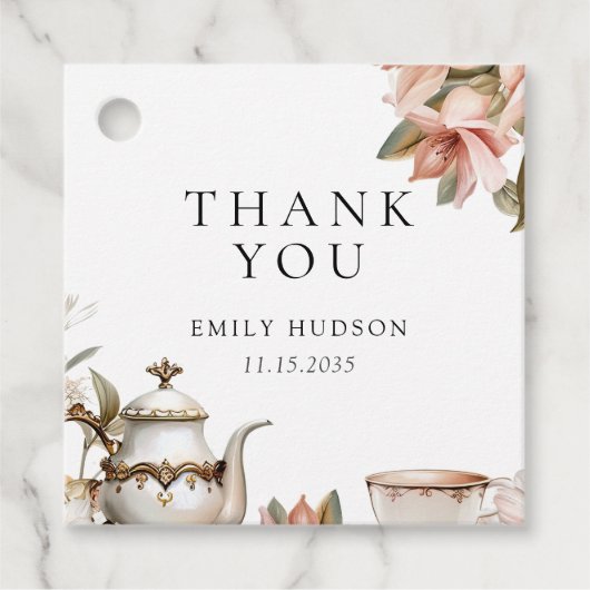 Elegante theepartij bruidsuitnodiging bedankjes labels (Voorkant)