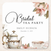 Elegante theepartij bruidsuitnodiging kartonnen onderzetters (Voorkant)