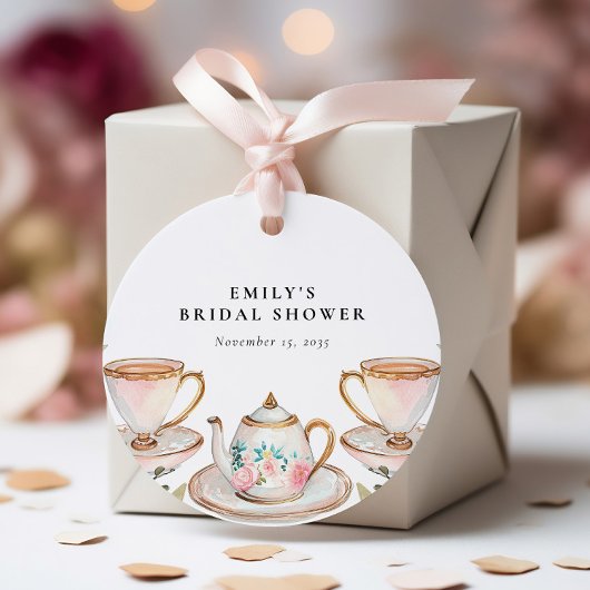 Elegante Theepartij Bruiloft Bedankjes Labels