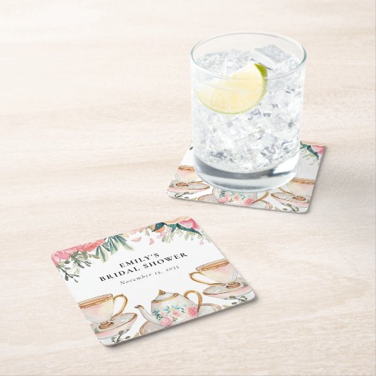 Elegante Theepartij Bruiloft Feest Kartonnen Onderzetters (Insitu)