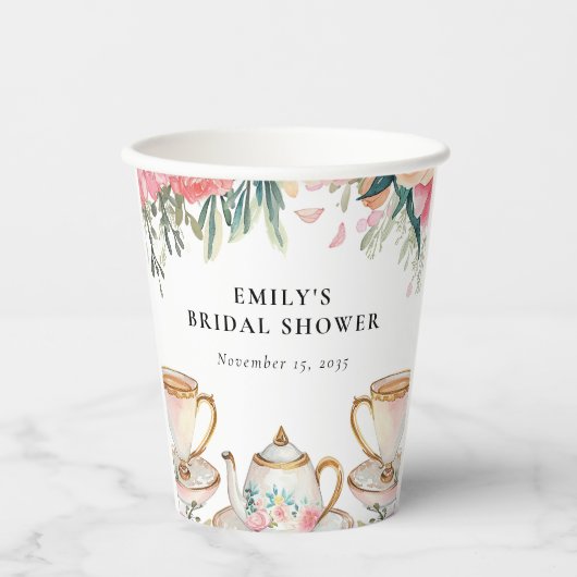 Elegante Theepartij Bruiloft Papieren Bekers (Voorkant)