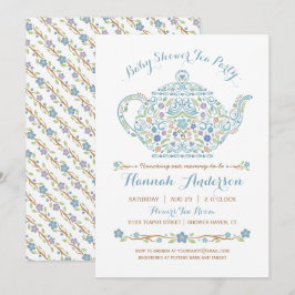 Elegante Theepartij Jongens Baby Shower • Theepot Kaart