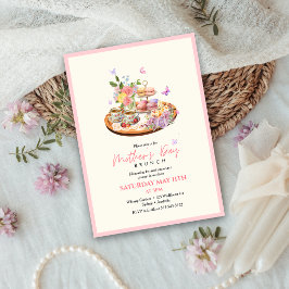 Elegante theepartij met bloemen Moederdag brunch Kaart