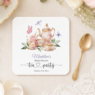 Elegante Theepartij Vlinders Baby Shower  Kartonnen Onderzetters