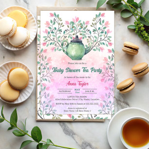 Elegante theepartij voor babyborrel theepot bloeme kaart