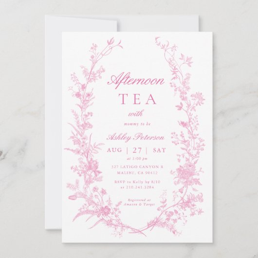 Elegante theepartij voor meisjes baby shower kaart (Voorkant)