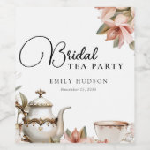 Elegante theeparty bruidsuitnodiging wijn etiket (Enkel label)