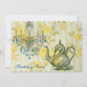 Elegante theepot  bloemig verjaardagsfeestje kaart (Voorkant)