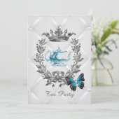 elegante theepot - vlinder  theetheepartij kaart (Staand voorkant)