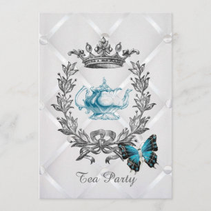 elegante theepot - vlinder  theetheepartij kaart