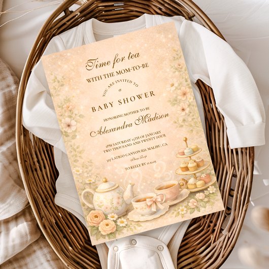 Elegante Theetuin Baby Shower Kaart
