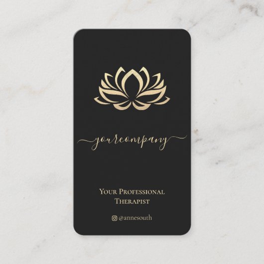 Elegante therapeut Faux Gold Lotus Wellness Spa Visitekaartje (Voorkant)