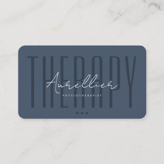 Elegante Therapeut Fysiotherapeut Blauwe Houtskool Visitekaartje (Voorkant)