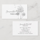 Elegante therapeut illustreerde bloemen in de wind visitekaartje (Voorkant / Achterkant)